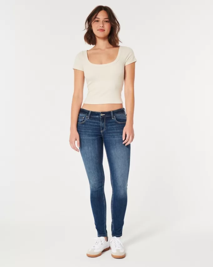 Curvy Low-Rise Dark Wash Super Skinny Jeans,Curvy Low-Rise Dark Wash Super Skinny Jeans