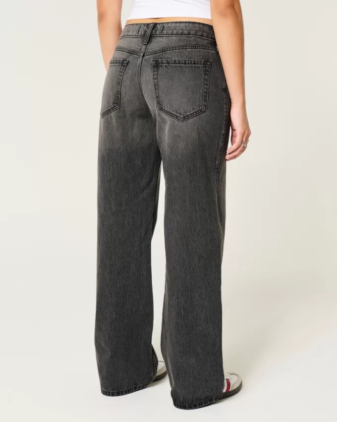 Curvy Low-Rise Washed Black Baggy Jeans,Curvy Low-Rise Washed Black Baggy Jeans