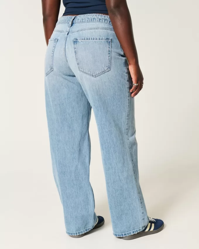Curvy Mid-Rise Light Wash Baggy Jeans,Curvy Mid-Rise Light Wash Baggy Jeans