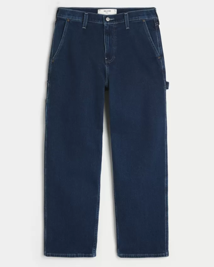 Dark Wash Baggy Painter Jeans,Dark Wash Baggy Painter Jeans