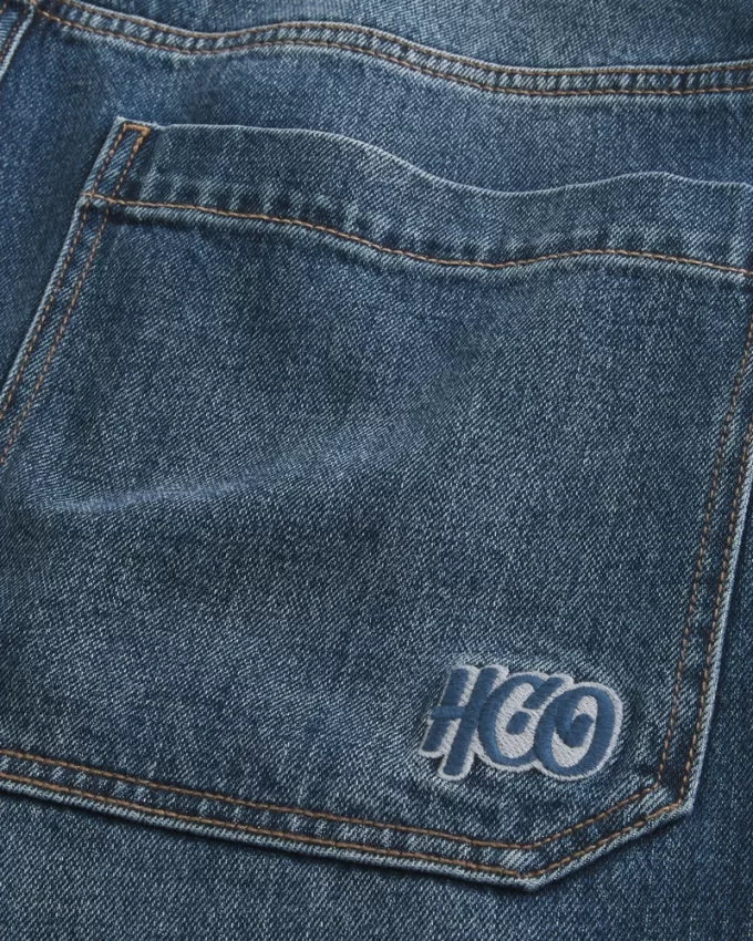 Dark Wash Logo Embroidery Super Baggy Jeans,Dark Wash Logo Embroidery Super Baggy Jeans Dark Wash Logo Embroidery Super Baggy Jeans,Dark Wash Logo Embroidery Super Baggy Jeans