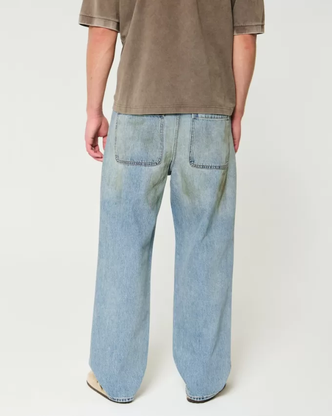 Distressed Greased Medium Wash Baggy Jeans,Distressed Greased Medium Wash Baggy Jeans Distressed Greased Medium Wash Baggy Jeans,Distressed Greased Medium Wash Baggy Jeans