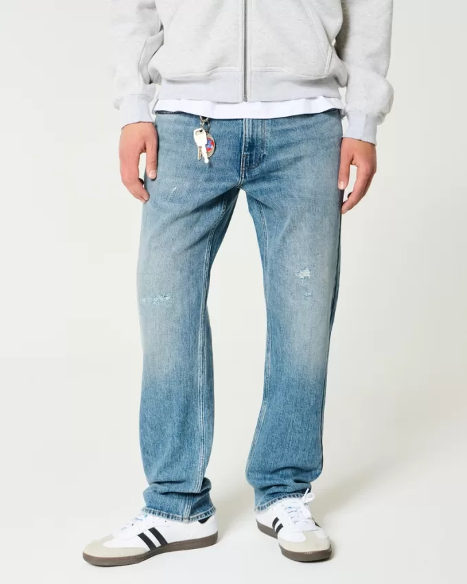 Distressed Medium Wash Straight Jeans,Distressed Medium Wash Straight Jeans Distressed Medium Wash Straight Jeans,Distressed Medium Wash Straight Jeans