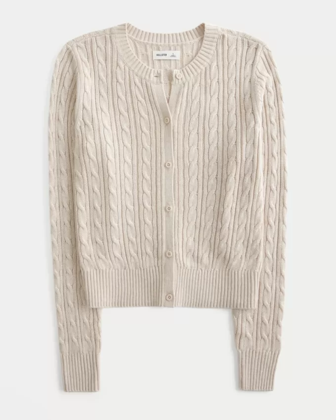 Easy Cable-Knit Crew Cardigan,Easy Cable-Knit Crew Cardigan Easy Cable-Knit Crew Cardigan,Easy Cable-Knit Crew Cardigan