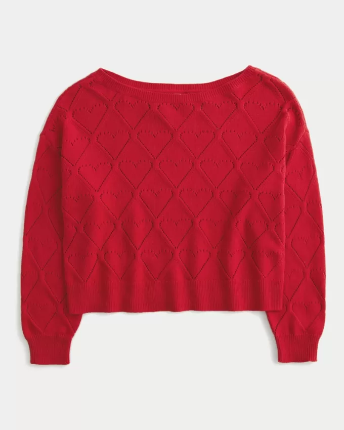 Easy Heart Pattern Off-the-Shoulder Sweater,Easy Heart Pattern Off-the-Shoulder Sweater Easy Heart Pattern Off-the-Shoulder Sweater,Easy Heart Pattern Off-the-Shoulder Sweater