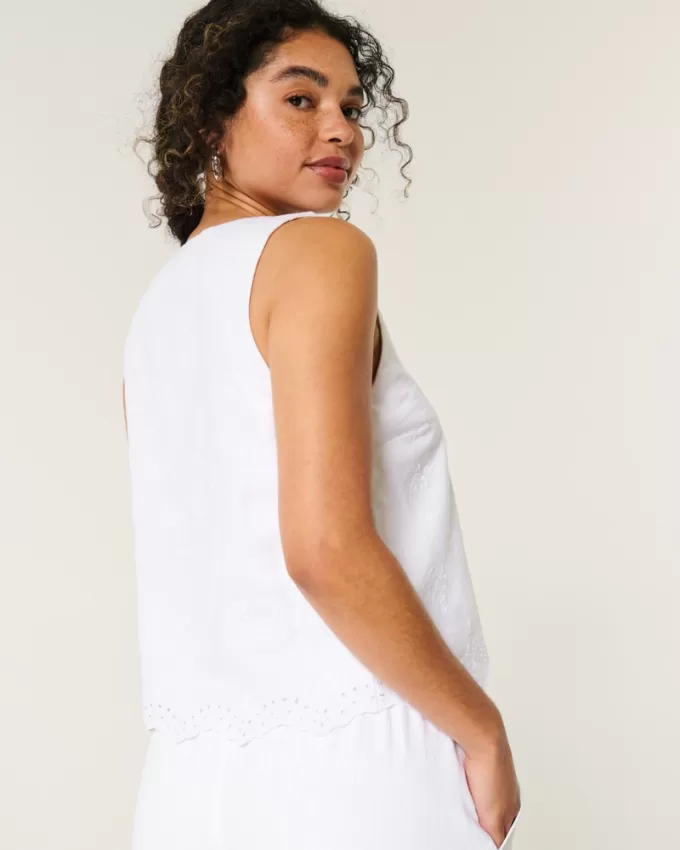 Easy Linen-Blend Tie-Front Vest,Easy Linen-Blend Tie-Front Vest Easy Linen-Blend Tie-Front Vest,Easy Linen-Blend Tie-Front Vest