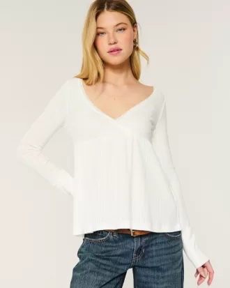 Easy Long-Sleeve Pointelle Babydoll Top,Easy Long-Sleeve Pointelle Babydoll Top Easy Long-Sleeve Pointelle Babydoll Top,Easy Long-Sleeve Pointelle Babydoll Top