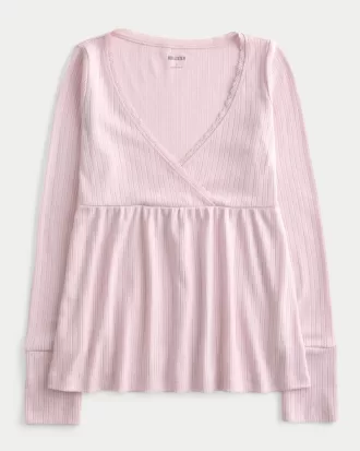 Easy Long-Sleeve Pointelle Babydoll Top,Easy Long-Sleeve Pointelle Babydoll Top Easy Long-Sleeve Pointelle Babydoll Top,Easy Long-Sleeve Pointelle Babydoll Top