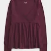 Easy Long-Sleeve Pointelle Babydoll Top,Easy Long-Sleeve Pointelle Babydoll Top Easy Long-Sleeve Pointelle Babydoll Top,Easy Long-Sleeve Pointelle Babydoll Top