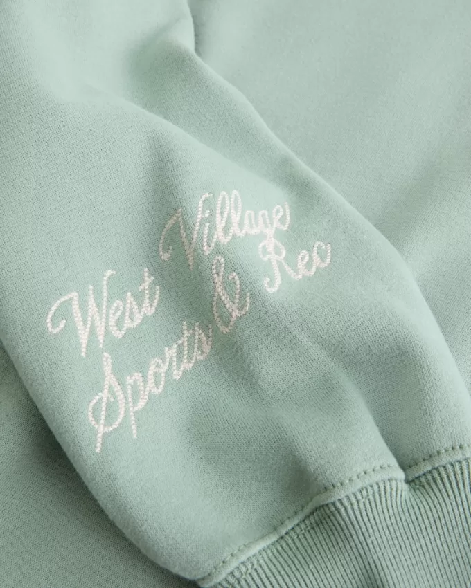 Easy New York Graphic Half-Zip Cutoff Sweatshirt,Easy New York Graphic Half-Zip Cutoff Sweatshirt