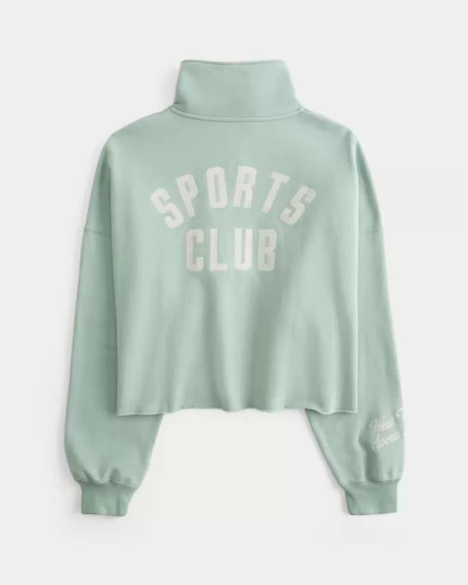 Easy New York Graphic Half-Zip Cutoff Sweatshirt,Easy New York Graphic Half-Zip Cutoff Sweatshirt