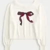 Easy Off-the-Shoulder Bow Graphic Sweater,Easy Off-the-Shoulder Bow Graphic Sweater Easy Off-the-Shoulder Bow Graphic Sweater,Easy Off-the-Shoulder Bow Graphic Sweater