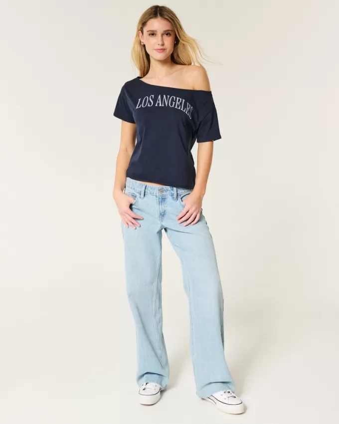 Easy Off-the-Shoulder Los Angeles Graphic Tee,Easy Off-the-Shoulder Los Angeles Graphic Tee Easy Off-the-Shoulder Los Angeles Graphic Tee,Easy Off-the-Shoulder Los Angeles Graphic Tee