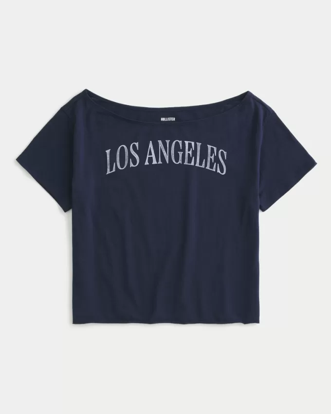 Easy Off-the-Shoulder Los Angeles Graphic Tee,Easy Off-the-Shoulder Los Angeles Graphic Tee Easy Off-the-Shoulder Los Angeles Graphic Tee,Easy Off-the-Shoulder Los Angeles Graphic Tee