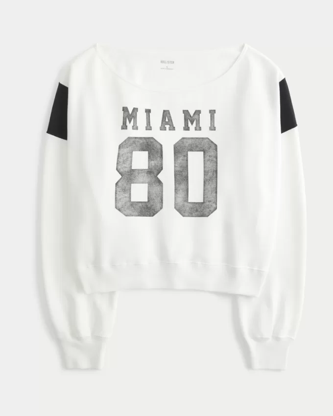 Easy Off-the-Shoulder Miami Graphic Sweatshirt,Easy Off-the-Shoulder Miami Graphic Sweatshirt Easy Off-the-Shoulder Miami Graphic Sweatshirt,Easy Off-the-Shoulder Miami Graphic Sweatshirt