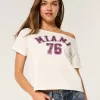 Easy Off-the-Shoulder Miami Graphic Tee,Easy Off-the-Shoulder Miami Graphic Tee Easy Off-the-Shoulder Miami Graphic Tee,Easy Off-the-Shoulder Miami Graphic Tee