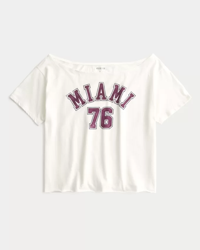 Easy Off-the-Shoulder Miami Graphic Tee,Easy Off-the-Shoulder Miami Graphic Tee Easy Off-the-Shoulder Miami Graphic Tee,Easy Off-the-Shoulder Miami Graphic Tee