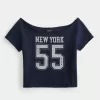 Easy Off-the-Shoulder New York Graphic Sweatshirt,Easy Off-the-Shoulder New York Graphic Sweatshirt