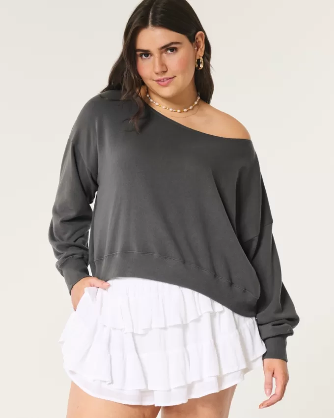 Easy Off-the-Shoulder Terry Sweatshirt,Easy Off-the-Shoulder Terry Sweatshirt Easy Off-the-Shoulder Terry Sweatshirt,Easy Off-the-Shoulder Terry Sweatshirt