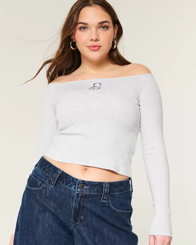 Easy Teddy Bear Graphic Off-the-Shoulder Top,Easy Teddy Bear Graphic Off-the-Shoulder Top Easy Teddy Bear Graphic Off-the-Shoulder Top,Easy Teddy Bear Graphic Off-the-Shoulder Top