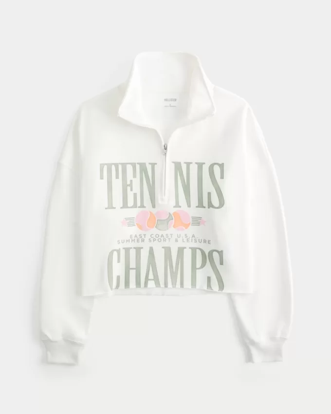 Easy Tennis Graphic Half-Zip Cutoff Sweatshirt,Easy Tennis Graphic Half-Zip Cutoff Sweatshirt Easy Tennis Graphic Half-Zip Cutoff Sweatshirt,Easy Tennis Graphic Half-Zip Cutoff Sweatshirt