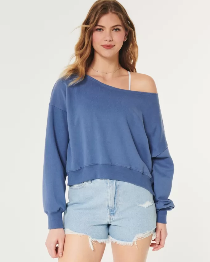 Easy Terry Off-the-Shoulder Sweatshirt,Easy Terry Off-the-Shoulder Sweatshirt Easy Terry Off-the-Shoulder Sweatshirt,Easy Terry Off-the-Shoulder Sweatshirt