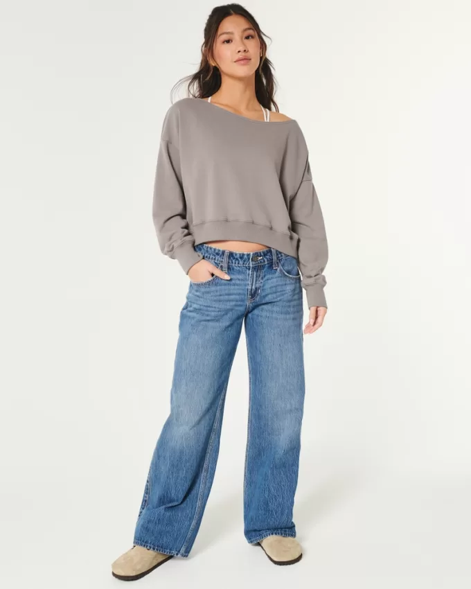 Easy Terry Off-the-Shoulder Sweatshirt,Easy Terry Off-the-Shoulder Sweatshirt Easy Terry Off-the-Shoulder Sweatshirt,Easy Terry Off-the-Shoulder Sweatshirt
