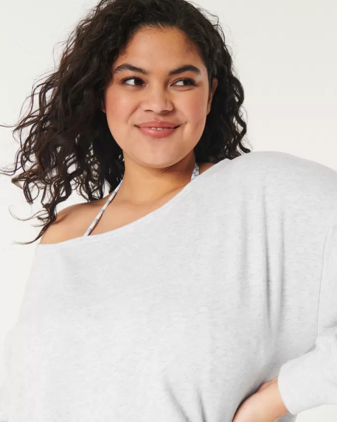 Easy Terry Off-the-Shoulder Sweatshirt,Easy Terry Off-the-Shoulder Sweatshirt Easy Terry Off-the-Shoulder Sweatshirt,Easy Terry Off-the-Shoulder Sweatshirt