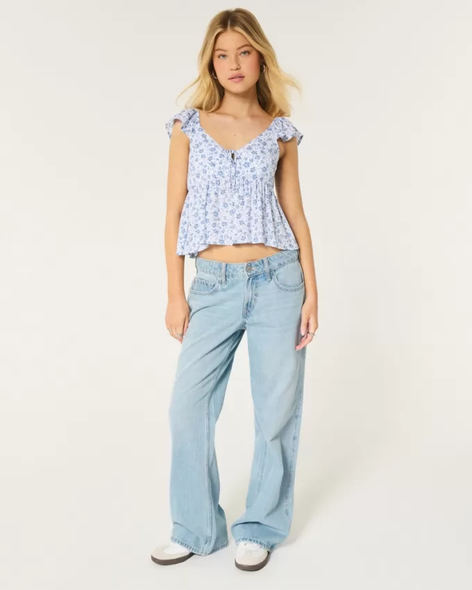 Easy Tie-Front Babydoll Top,Easy Tie-Front Babydoll Top Easy Tie-Front Babydoll Top,Easy Tie-Front Babydoll Top