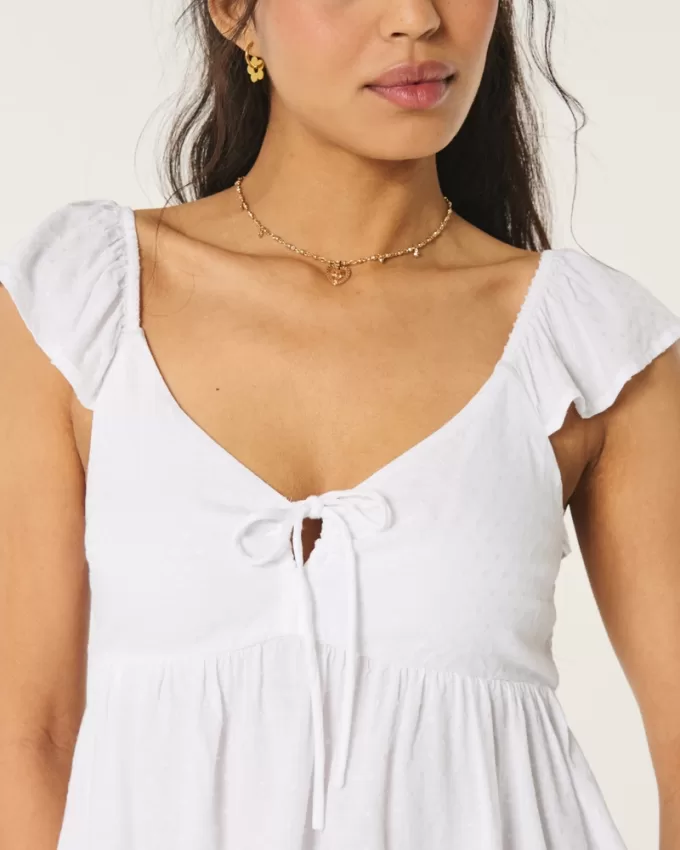 Easy Tie-Front Babydoll Top,Easy Tie-Front Babydoll Top Easy Tie-Front Babydoll Top,Easy Tie-Front Babydoll Top