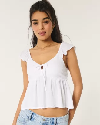Easy Tie-Front Babydoll Top,Easy Tie-Front Babydoll Top Easy Tie-Front Babydoll Top,Easy Tie-Front Babydoll Top