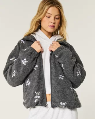 Embroidered Sherpa Fleece Jacket,Embroidered Sherpa Fleece Jacket Embroidered Sherpa Fleece Jacket,Embroidered Sherpa Fleece Jacket