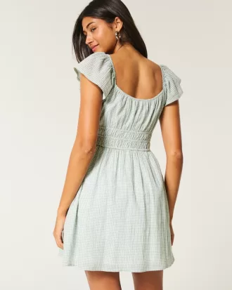 Flutter Sleeve Double-Tie Skort Dress,Flutter Sleeve Double-Tie Skort Dress Flutter Sleeve Double-Tie Skort Dress,Flutter Sleeve Double-Tie Skort Dress