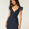 Flutter Sleeve Double-Tie Skort Dress,Flutter Sleeve Double-Tie Skort Dress Flutter Sleeve Double-Tie Skort Dress,Flutter Sleeve Double-Tie Skort Dress