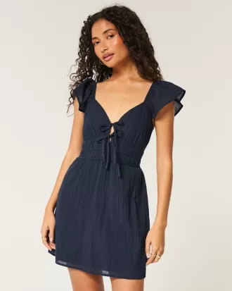 Flutter Sleeve Double-Tie Skort Dress,Flutter Sleeve Double-Tie Skort Dress Flutter Sleeve Double-Tie Skort Dress,Flutter Sleeve Double-Tie Skort Dress