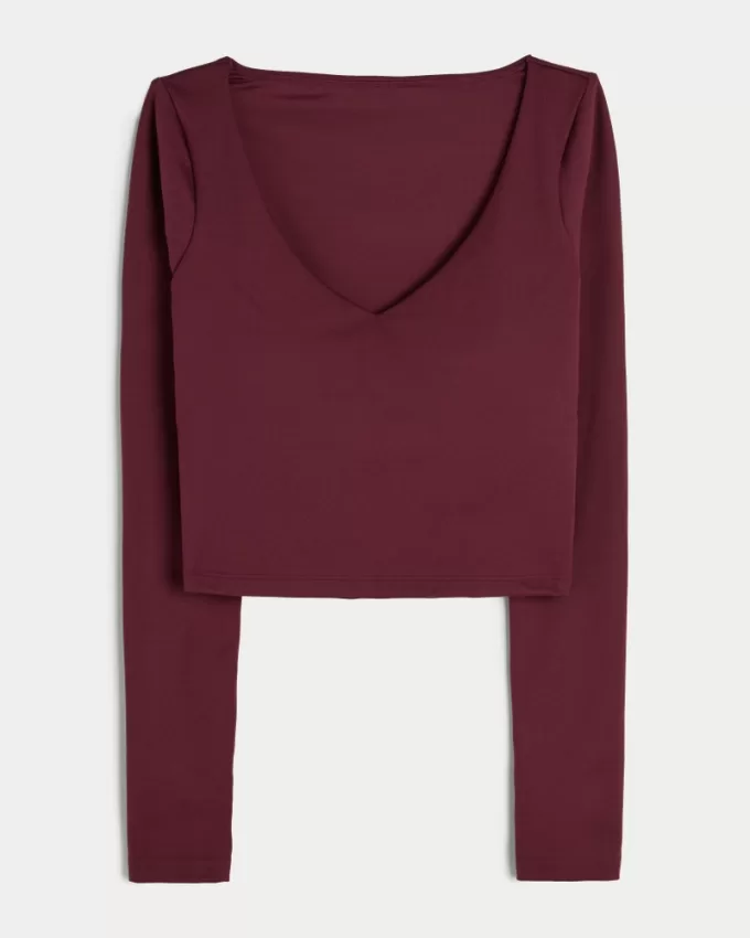 Gilly Hicks Active Recharge Long-Sleeve Plunge Top,Gilly Hicks Active Recharge Long-Sleeve Plunge Top Gilly Hicks Active Recharge Long-Sleeve Plunge Top,Gilly Hicks Active Recharge Long-Sleeve Plunge Top