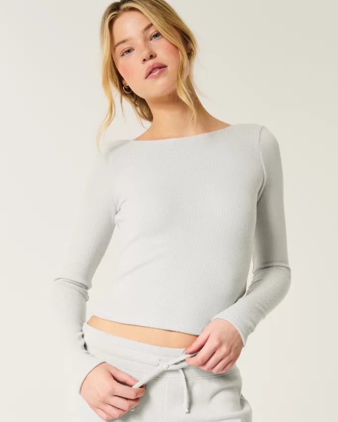 Gilly Hicks Cozy Waffle Boat-Neck Top,Gilly Hicks Cozy Waffle Boat-Neck Top Gilly Hicks Cozy Waffle Boat-Neck Top,Gilly Hicks Cozy Waffle Boat-Neck Top