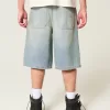 Greased Medium Wash Super Baggy Denim Shorts,Greased Medium Wash Super Baggy Denim Shorts Greased Medium Wash Super Baggy Denim Shorts,Greased Medium Wash Super Baggy Denim Shorts