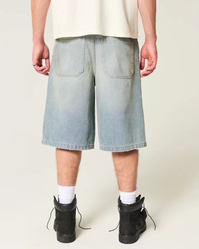 Greased Medium Wash Super Baggy Denim Shorts,Greased Medium Wash Super Baggy Denim Shorts Greased Medium Wash Super Baggy Denim Shorts,Greased Medium Wash Super Baggy Denim Shorts