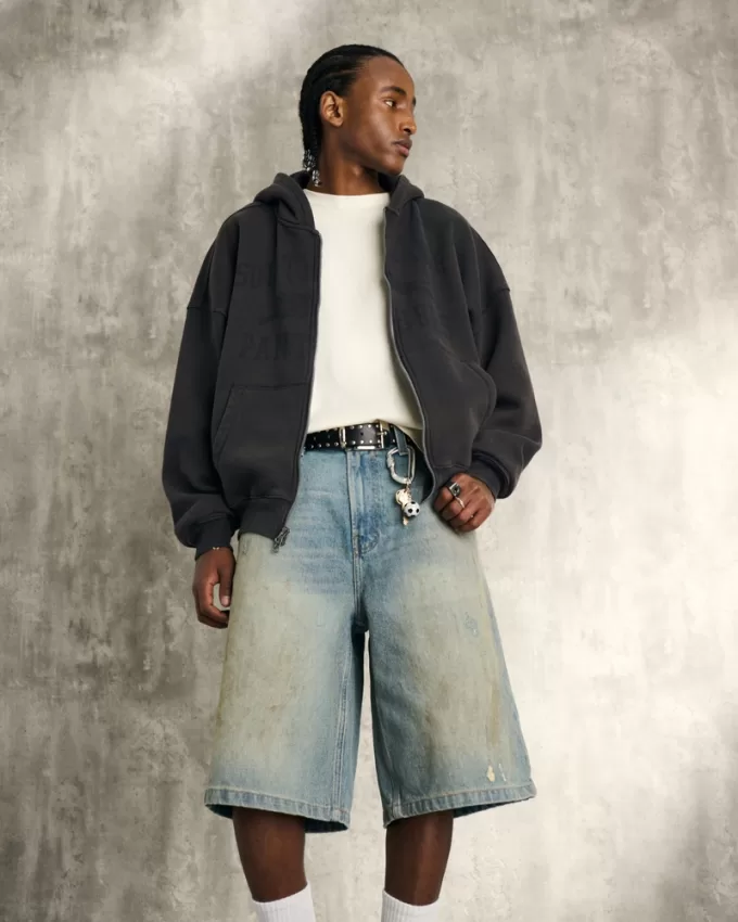 Greased Medium Wash Super Baggy Denim Shorts,Greased Medium Wash Super Baggy Denim Shorts Greased Medium Wash Super Baggy Denim Shorts,Greased Medium Wash Super Baggy Denim Shorts