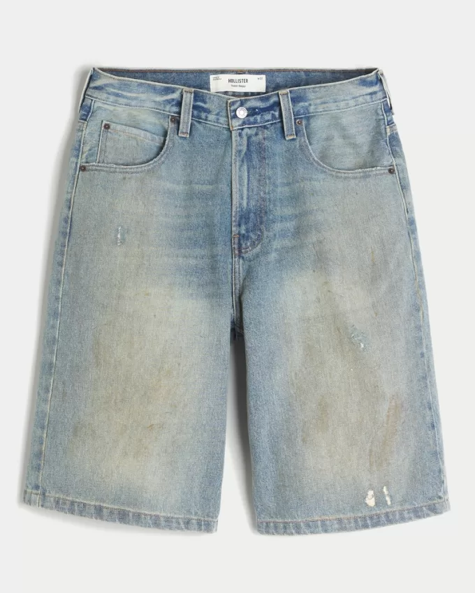 Greased Medium Wash Super Baggy Denim Shorts,Greased Medium Wash Super Baggy Denim Shorts Greased Medium Wash Super Baggy Denim Shorts,Greased Medium Wash Super Baggy Denim Shorts