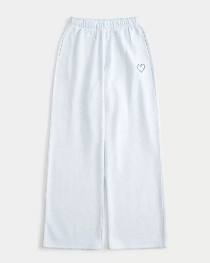 Heart Graphic Wide-Leg Sweatpants,Heart Graphic Wide-Leg Sweatpants Heart Graphic Wide-Leg Sweatpants,Heart Graphic Wide-Leg Sweatpants
