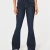 High-Rise Dark Wash Flare Jeans,High-Rise Dark Wash Flare Jeans