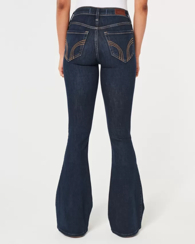 High-Rise Dark Wash Flare Jeans,High-Rise Dark Wash Flare Jeans
