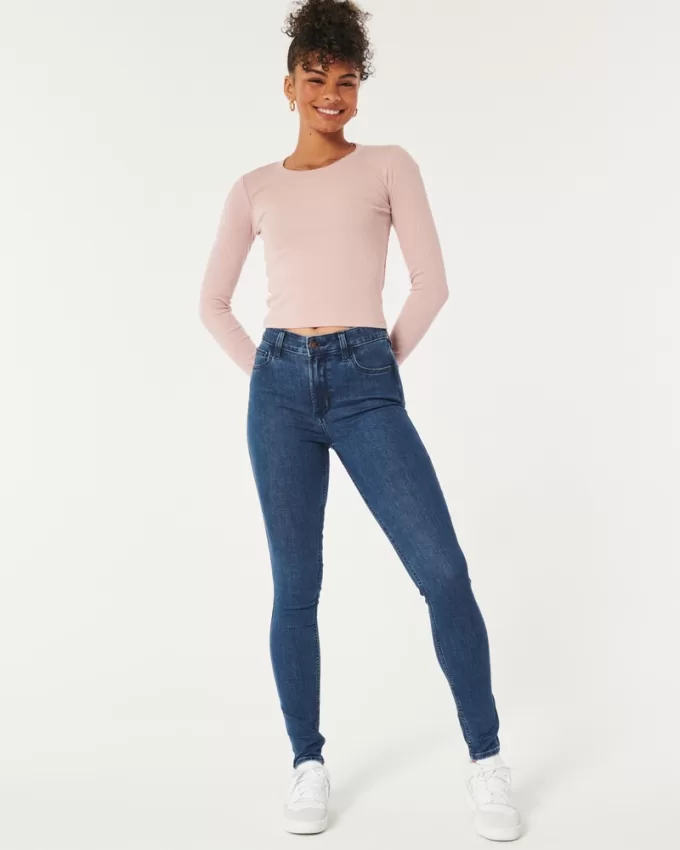 High-Rise Dark Wash Super Skinny Jeans,High-Rise Dark Wash Super Skinny Jeans