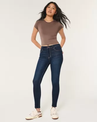 High-Rise Dark Wash Super Skinny Jeans,High-Rise Dark Wash Super Skinny Jeans