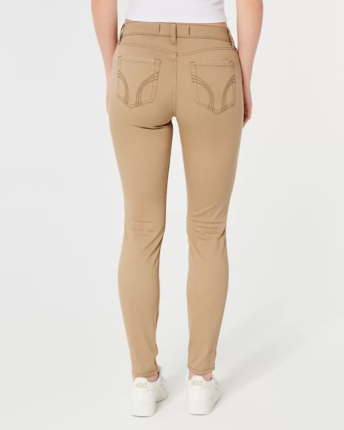 High-Rise Khaki Super Skinny Pants,High-Rise Khaki Super Skinny Pants