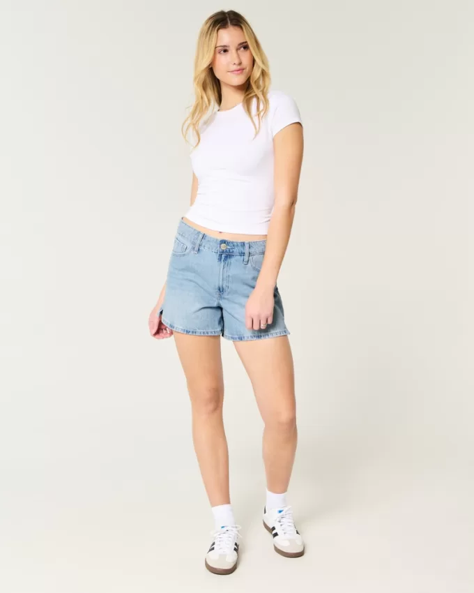 High-Rise Light Wash Relaxed Denim Shorts 5″,High-Rise Light Wash Relaxed Denim Shorts 5″