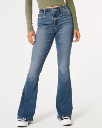 High-Rise Medium Wash Flare Jeans,High-Rise Medium Wash Flare Jeans
