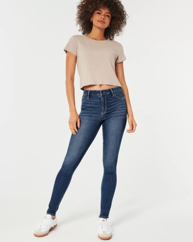 High-Rise Medium Wash Jean Leggings,High-Rise Medium Wash Jean Leggings